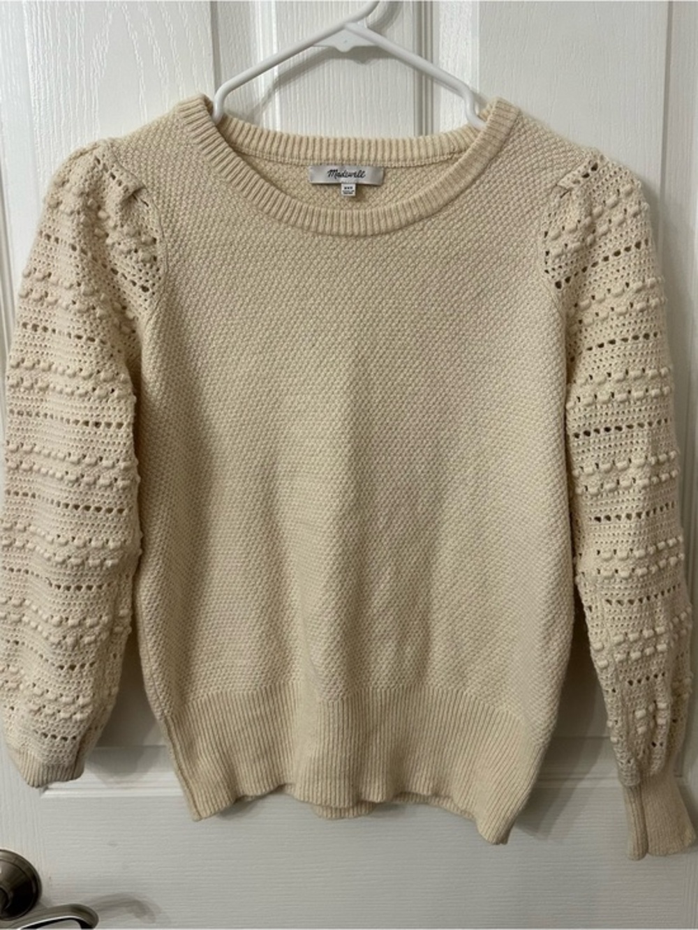 Madewell Antique Cream bobble-sleeve pullover sweater, XXS